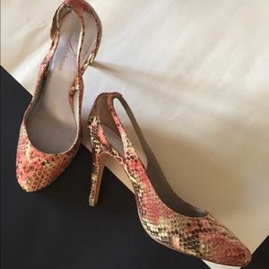 Delman leather and snakeskin heels